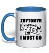 Mug with a colored handle Zhytomyr is calling and i must go royal-blue фото
