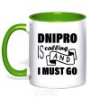 Mug with a colored handle Dnipro is calling and i must go kelly-green фото