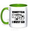 Mug with a colored handle Vinnytsia is calling and i must go kelly-green фото