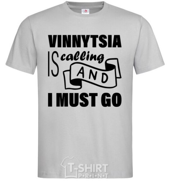Мужская футболка Vinnytsia is calling and i must go Серый фото