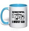 Mug with a colored handle Sevastopol is calling and i must go sky-blue фото