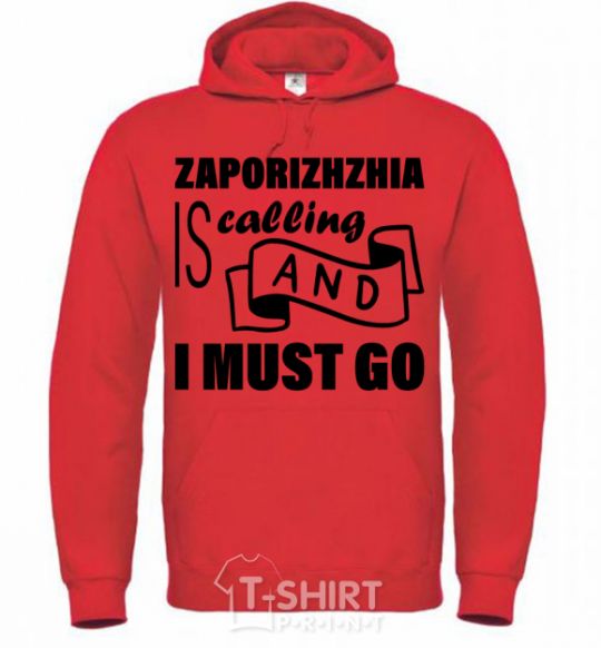 Men`s hoodie Zaporizhzhia is calling and i must go bright-red фото