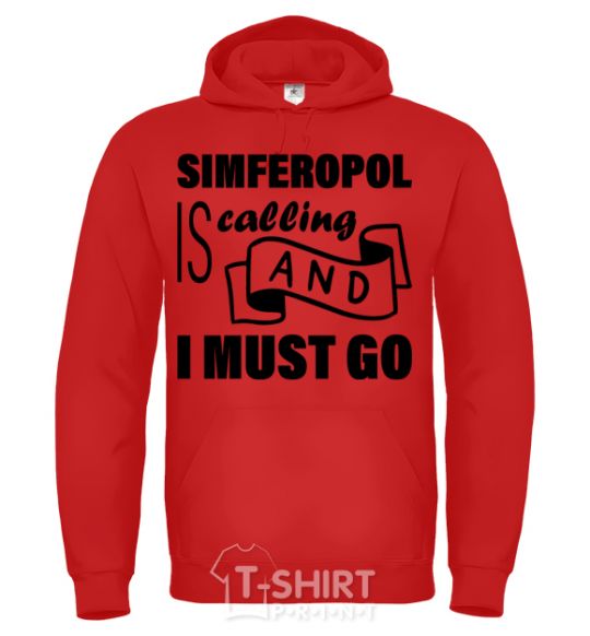 Men`s hoodie Simferopol is calling and i must go bright-red фото