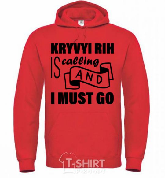 Мужская толстовка (худи) Kryvyi Rig is calling and i must go Ярко-красный фото