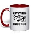 Mug with a colored handle Kryvyi Rig is calling and i must go red фото