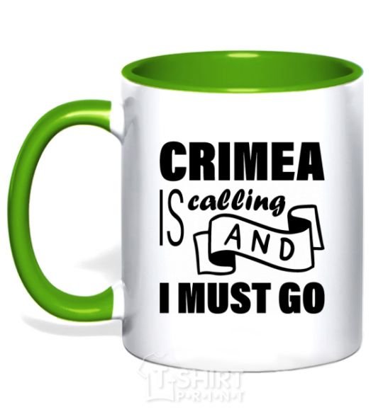 Mug with a colored handle Crimea is calling and i must go kelly-green фото