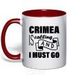 Чашка с цветной ручкой Crimea is calling and i must go Красный фото