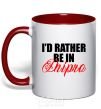 Mug with a colored handle I'd rather be in Dnipro red фото