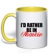 Mug with a colored handle I'd rather be in Kharkiv yellow фото