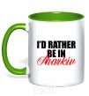 Mug with a colored handle I'd rather be in Kharkiv kelly-green фото