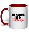 Mug with a colored handle I'd rather be in Zhytomyr red фото