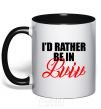 Mug with a colored handle I'd rather be in Lviv black фото