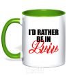 Mug with a colored handle I'd rather be in Lviv kelly-green фото