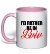 Mug with a colored handle I'd rather be in Lviv light-pink фото