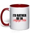 Mug with a colored handle I'd rather be in Kryvyi Rig red фото