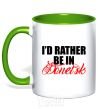 Mug with a colored handle I'd rather be in Donetsk kelly-green фото