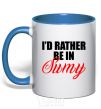 Mug with a colored handle I'd rather be in Sumy royal-blue фото