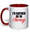 Mug with a colored handle I'd rather be in Sumy red фото