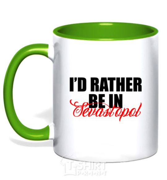 Mug with a colored handle I'd rather be in Sevastopol kelly-green фото