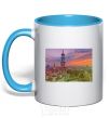 Mug with a colored handle My Kharkiv sky-blue фото