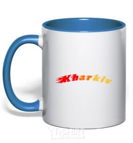 Mug with a colored handle Fire Kharkiv royal-blue фото