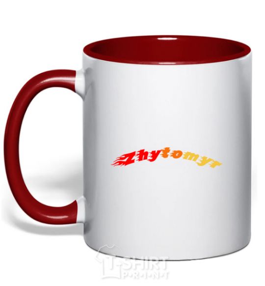 Mug with a colored handle Fire Zhytomyr red фото