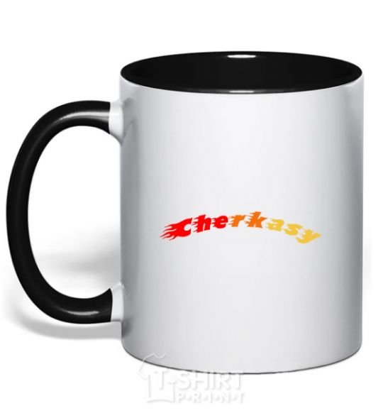 Mug with a colored handle Fire Cherkasy black фото