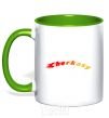 Mug with a colored handle Fire Cherkasy kelly-green фото