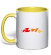 Mug with a colored handle Fire Lviv yellow фото