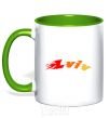 Mug with a colored handle Fire Lviv kelly-green фото