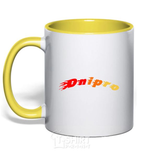 Mug with a colored handle Fire Dnipro yellow фото