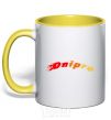 Mug with a colored handle Fire Dnipro yellow фото