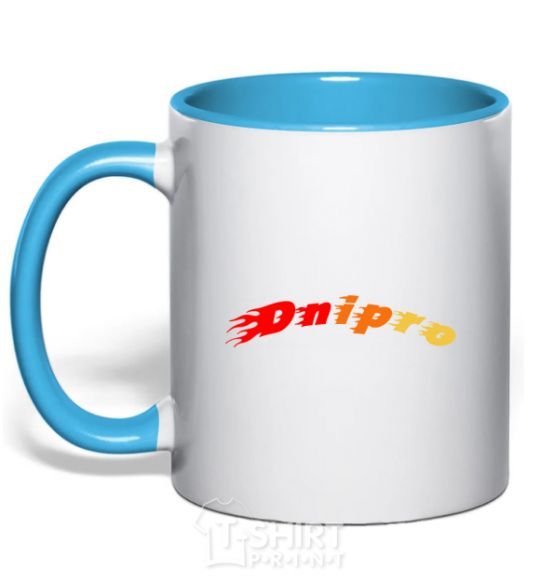Чашка с цветной ручкой Fire Dnipro Голубой фото