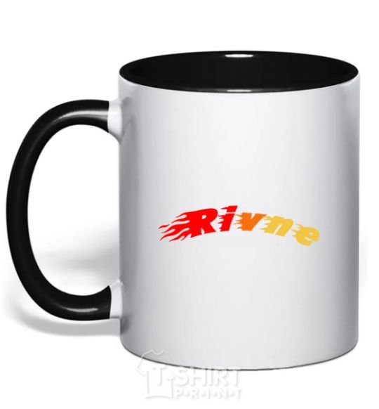 Mug with a colored handle Fire Rivne black фото