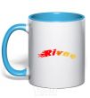 Mug with a colored handle Fire Rivne sky-blue фото