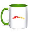 Mug with a colored handle Fire Rivne kelly-green фото