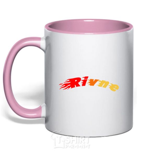 Mug with a colored handle Fire Rivne light-pink фото