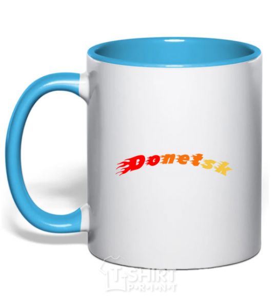 Чашка с цветной ручкой Fire Donetsk Голубой фото