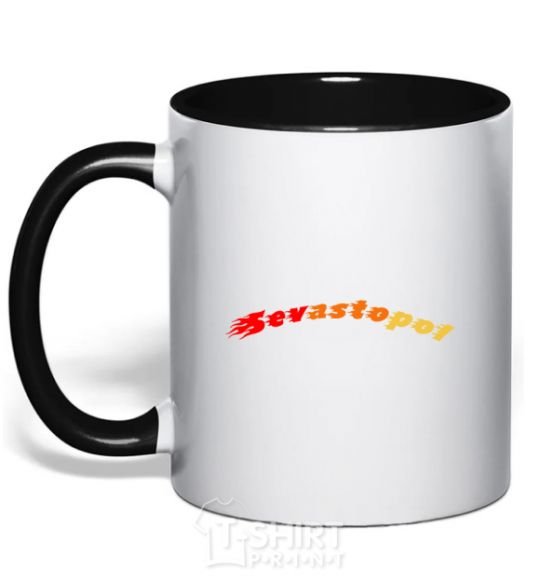 Mug with a colored handle Fire Sevastopol black фото