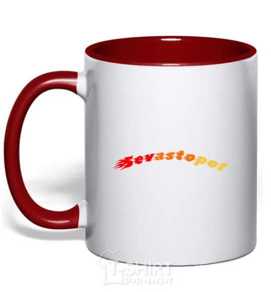Mug with a colored handle Fire Sevastopol red фото