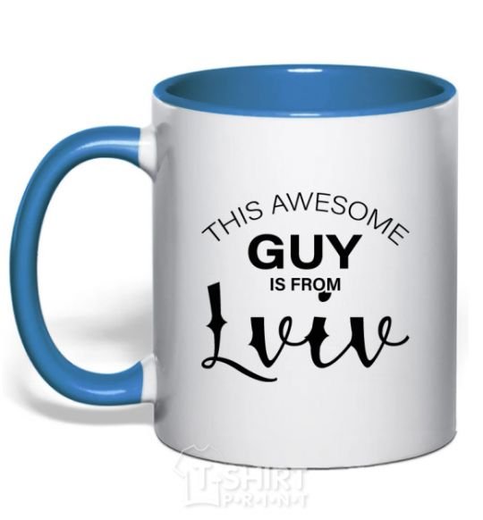 Mug with a colored handle This awesome guy is from Lviv royal-blue фото