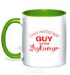 Mug with a colored handle This awesome guy is from Zhytomyr kelly-green фото