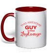 Mug with a colored handle This awesome guy is from Zhytomyr red фото
