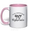 Mug with a colored handle This awesome guy is from Mykolaiv light-pink фото