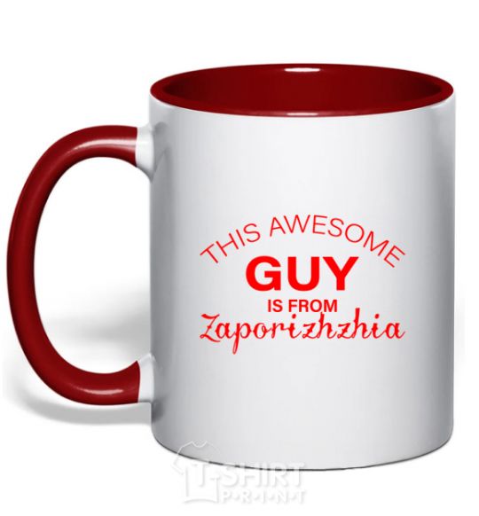 Mug with a colored handle This awesome guy is from Zaporizhzhia red фото