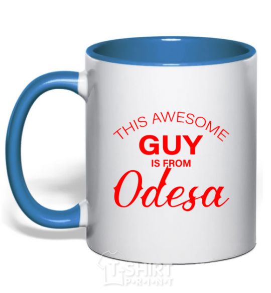 Mug with a colored handle This awesome guy is from Odesa royal-blue фото