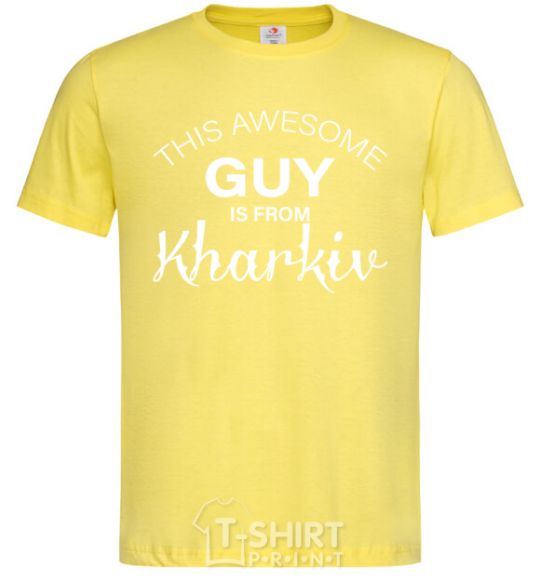 Men's T-Shirt This awesome guy is from Kharkiv cornsilk фото