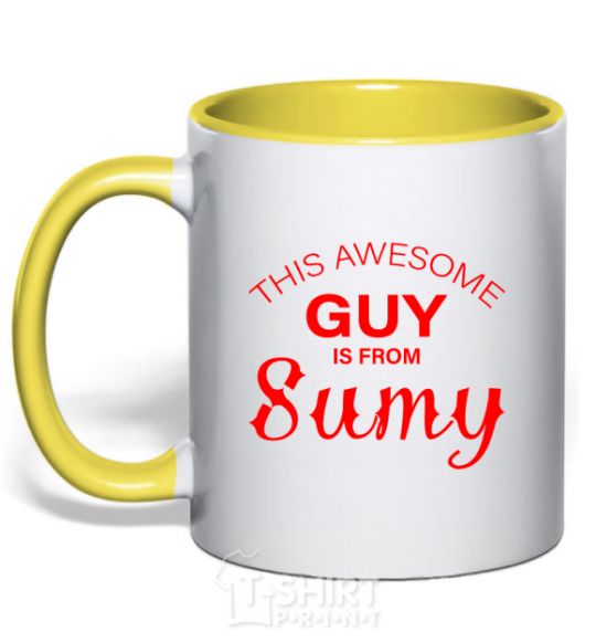 Mug with a colored handle This awesome guy is from Sumy yellow фото