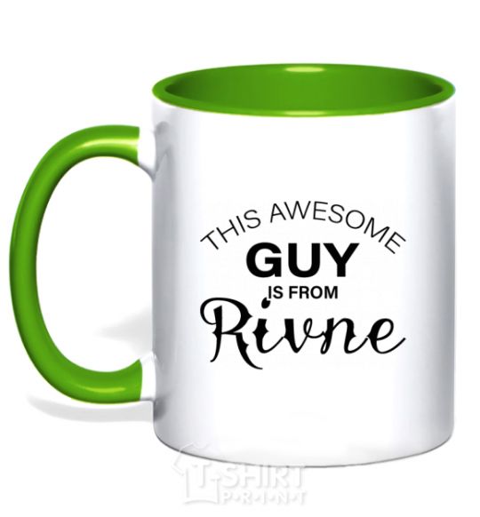 Mug with a colored handle This awesome guy is from Rivne kelly-green фото