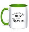 Mug with a colored handle This awesome guy is from Rivne kelly-green фото